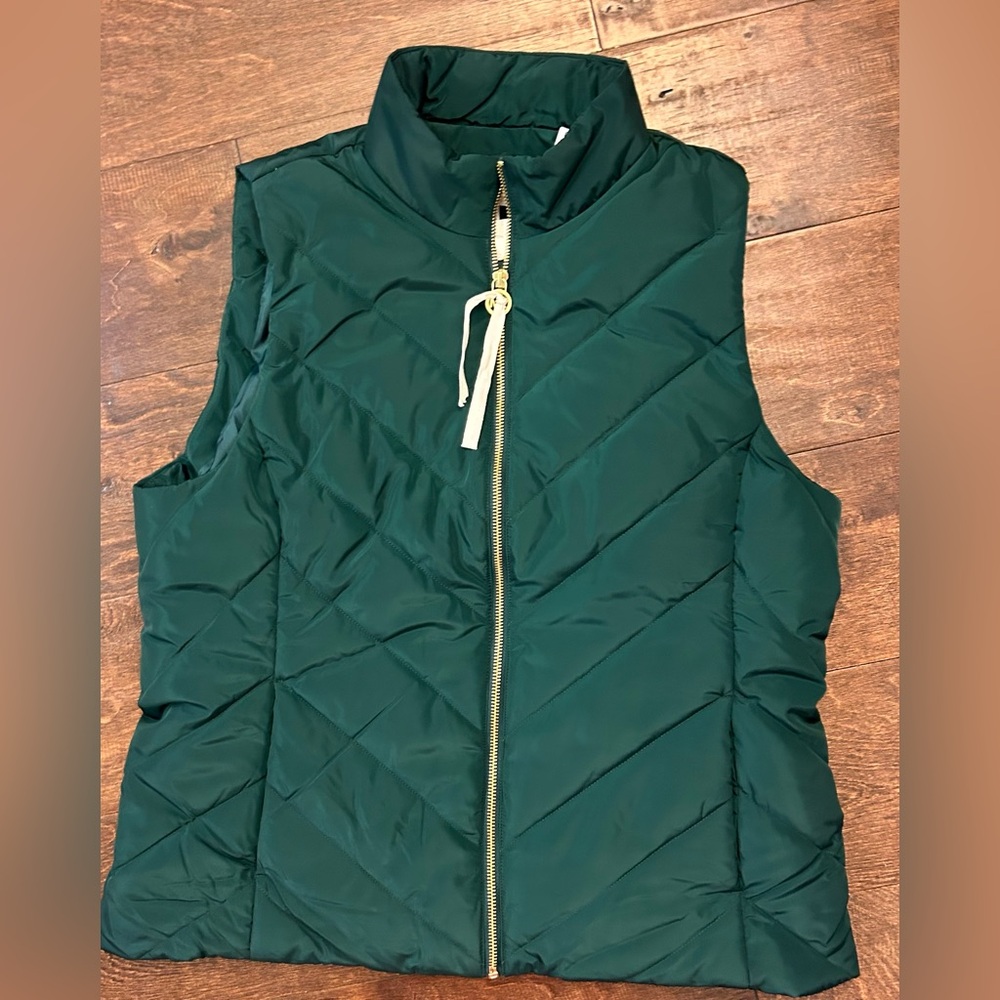 MK hunter green chevron batten sleeveless vest